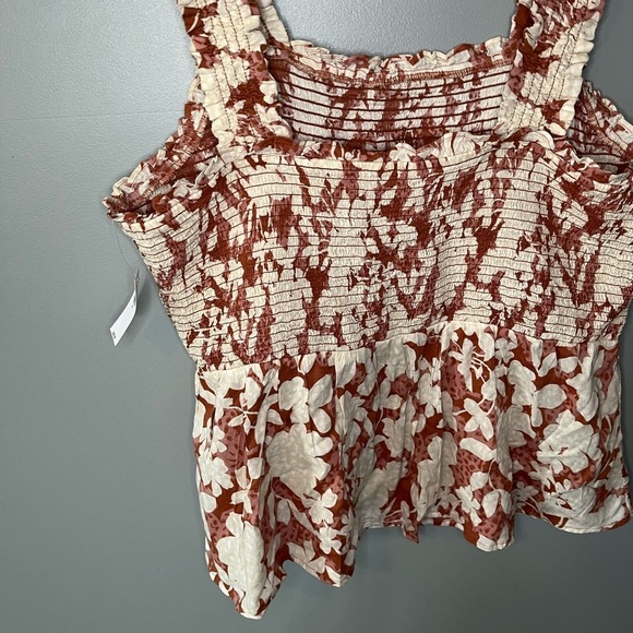 NWT Old Navy Sleeveless Smocked Bodice Floral Print Top Ginger - Picture 8 of 12